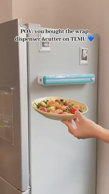 Magnetic Food Wrap Dispenser with Sliding Cutter