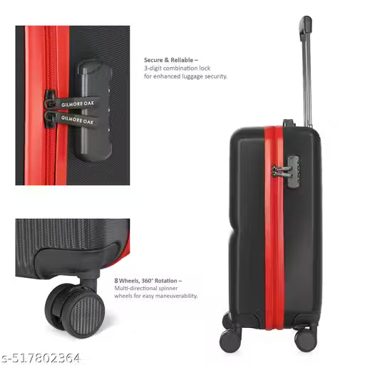 Gilmore Oak Bravo Trolley Bag Polycarbonate Small (20 Inch) Suitcase (Black)