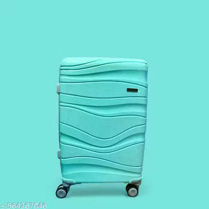 Aqua blue trolley bag 24 inch medium stylish suitcase pp material hard shell
